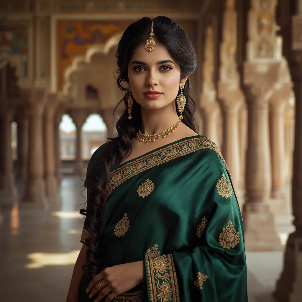A Beautiful Woman's Regal Portrait in an Indian Palace