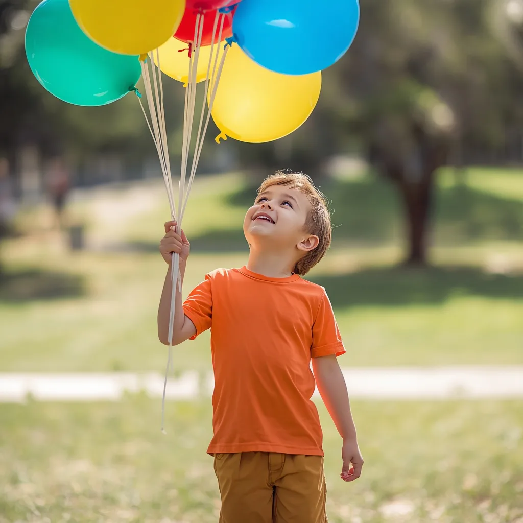 A Cute Boy's Innocent Wonder with a Bunch of Balloons