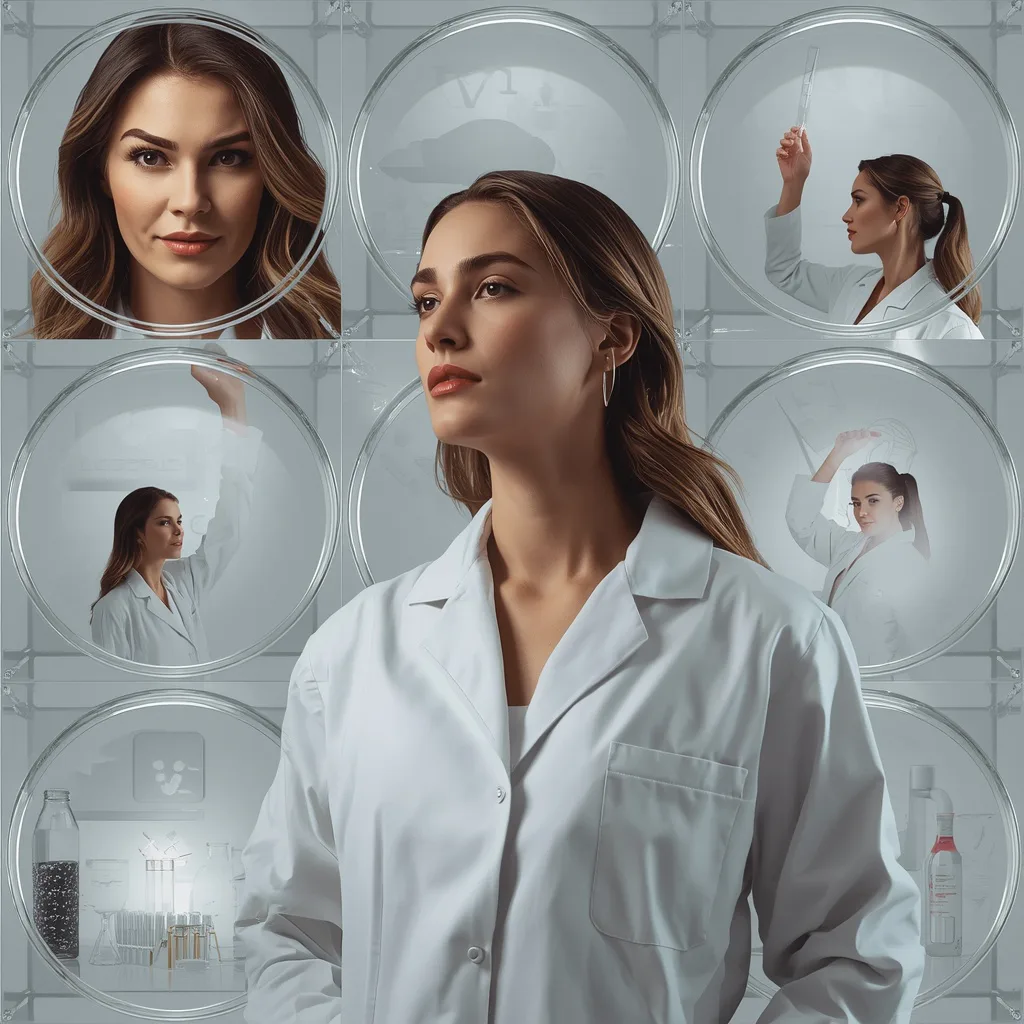 A Modern Luxury Collage of a Female Doctor in a Petri Dish Grid