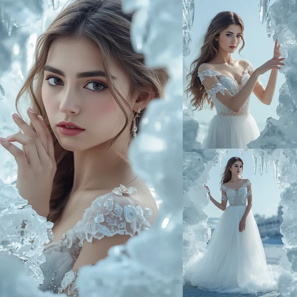 Beautiful Girl: Collage with Crystallized Ice Formations