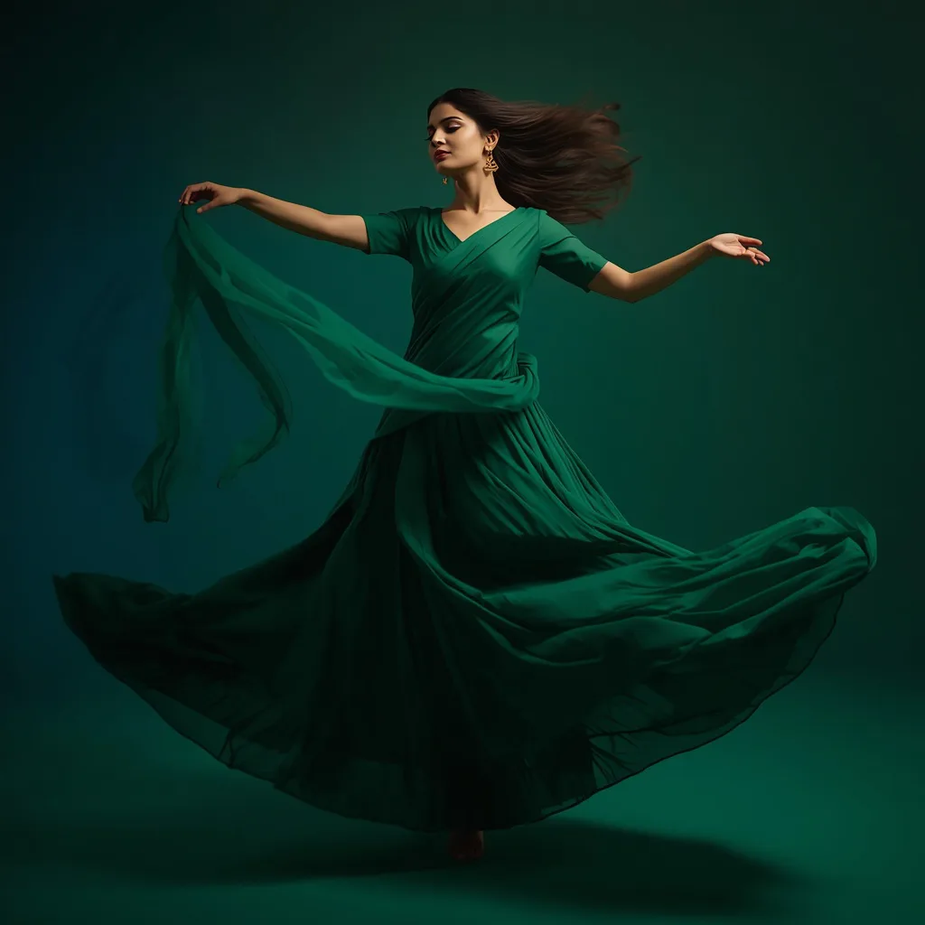 Emerald Whirlwind: A Flowing Anarkali's Graceful Embrace – stylish men's ai prompts – AI generated example