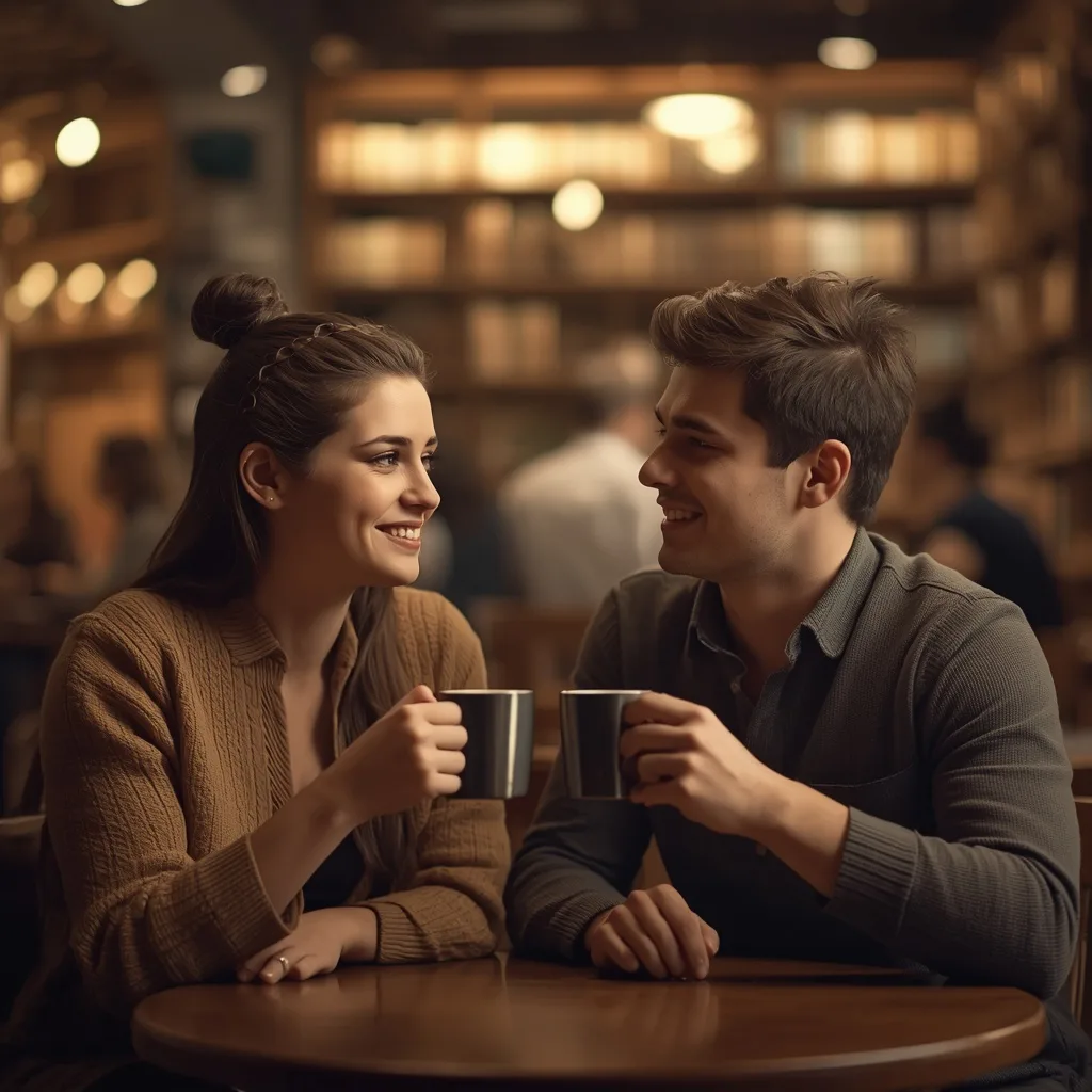 First Date Nostalgia: A Sweet Coffee Shop Memory – luxury exquisite ai prompts – AI generated example