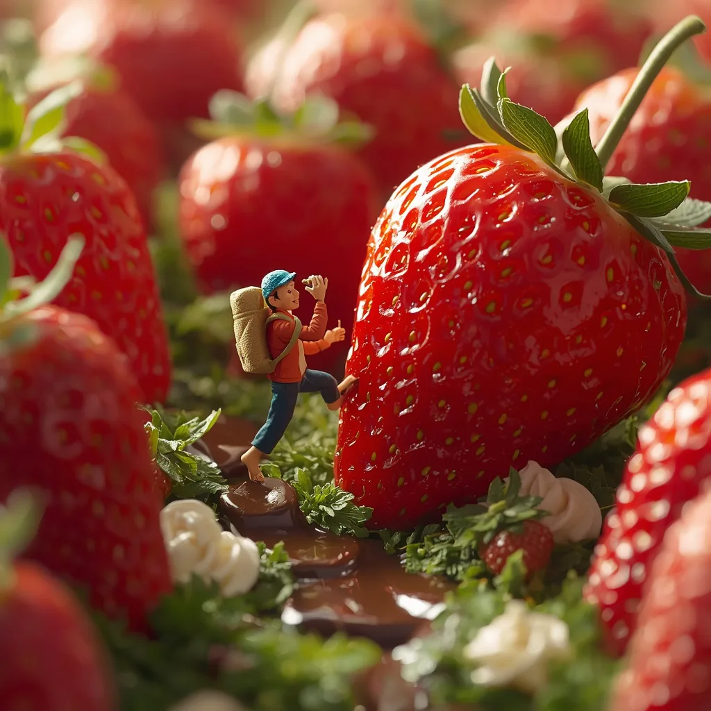 Miniature Adventurer in a Strawberry Forest