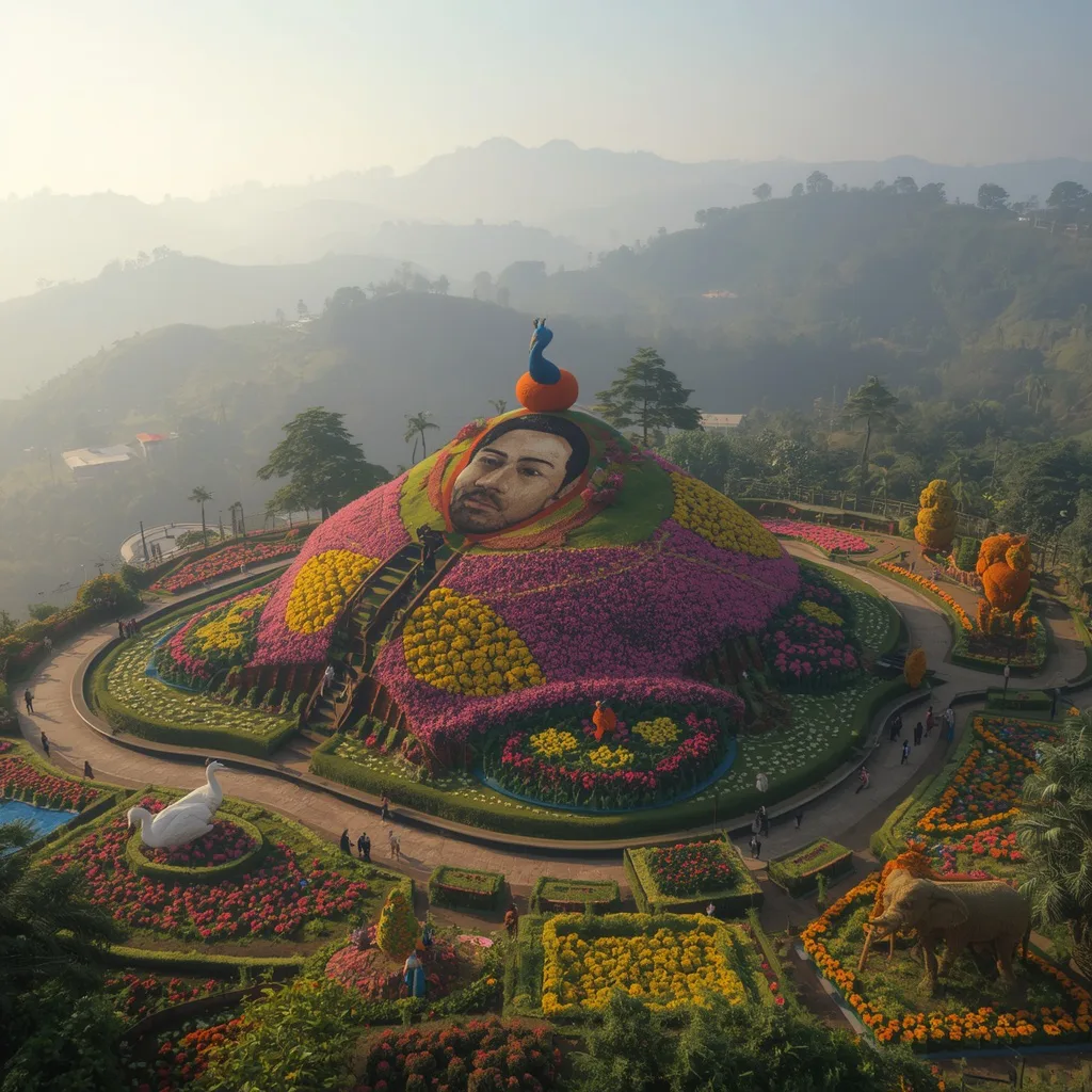 Ooty Flower Show Inspired: Hillside Floral Portrait – luxury exquisite ai prompts – AI generated example
