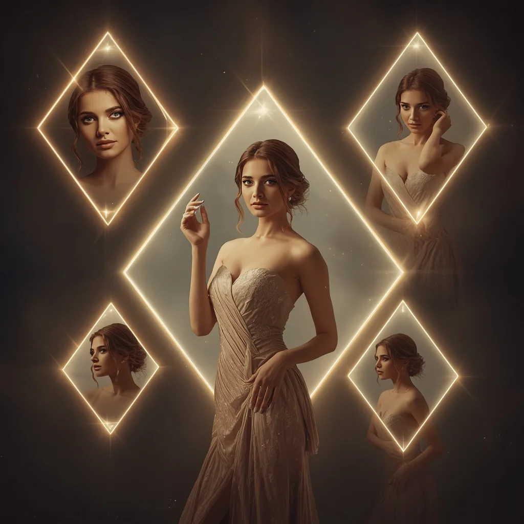 Starlight Embrace: A Beautiful Woman within Luminous Diamond Forms