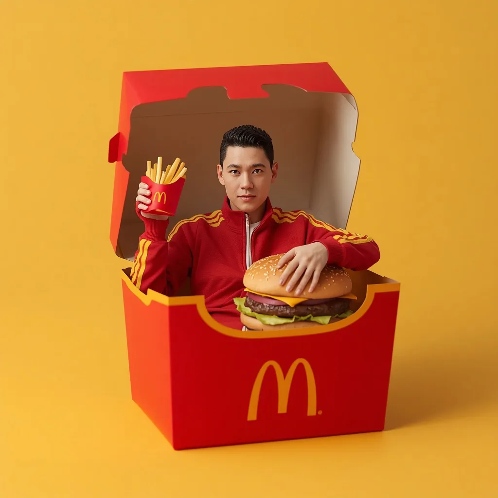 Use My Photo: Miniature Human in McDonald's Burger Box