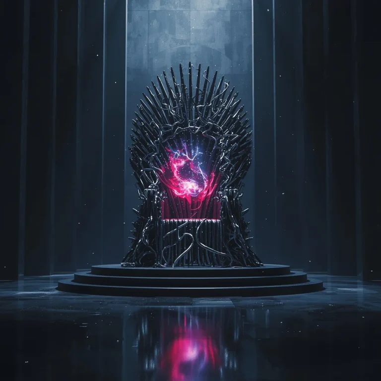 Biomechanical Throne Of Living Chrome Vines And Nebula Energy | chat gpt prompt link — AI image prompt