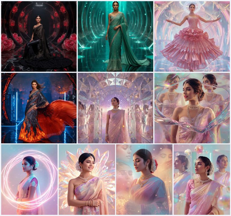 Bridal Georgette Saree AI Prompts for Lightweight Modern Weddings | Retro style prompt for Gemini girl in saree Instagram — AI image prompt