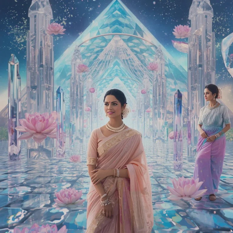 Festive Pastel Saree Eternal Crystal Aurora Fantasyworld Collage Ultra Cinematic | wedding saree ai prompt — AI image prompt