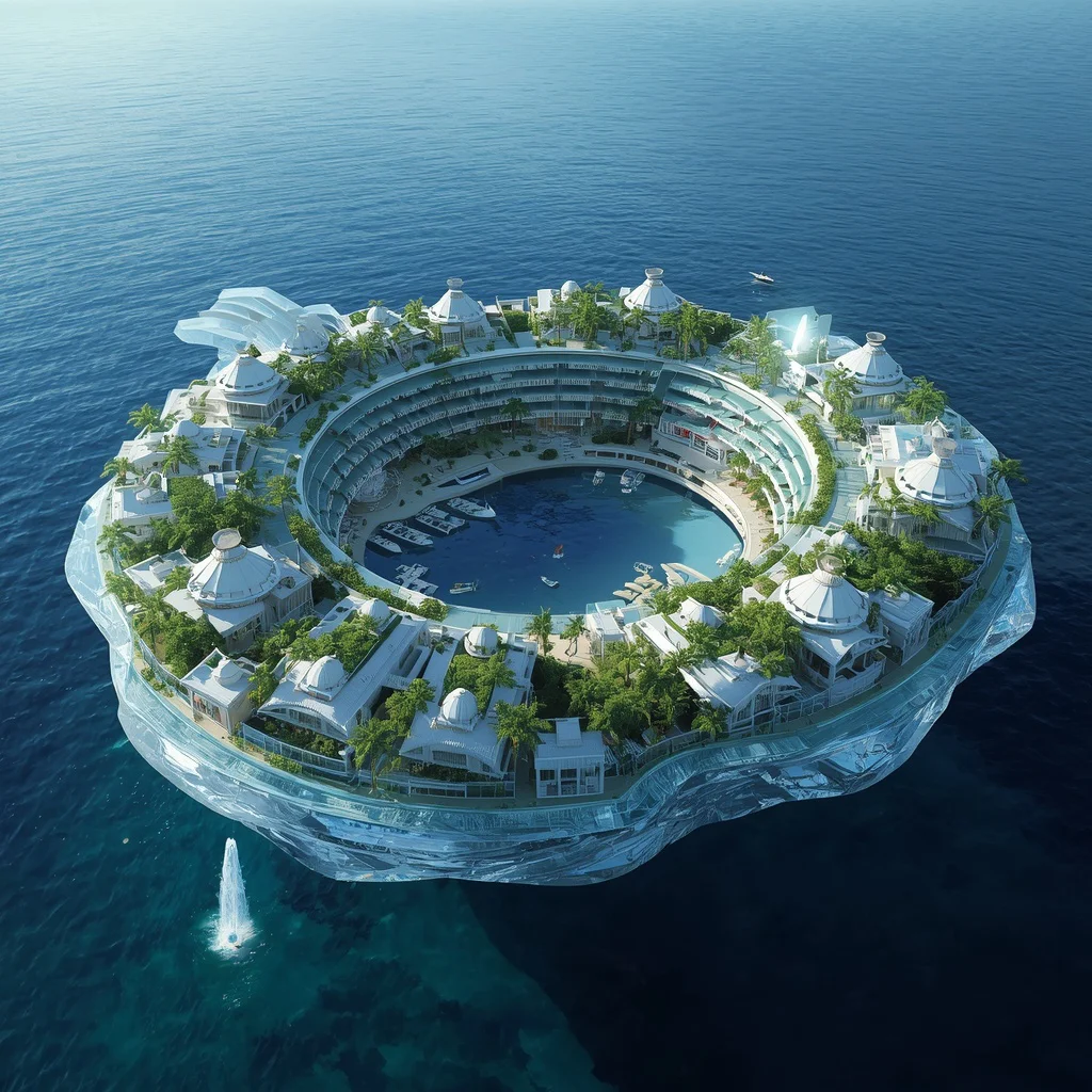 Giant Luxury Floating Crystal Nest Harbor With Bird Wing Resorts and Sapphire Oceans | Trending prompt in Instagram link copy — AI image prompt