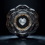 Kinetic Metallic Rose Opening To Reveal A Floating Diamond Heart | Retro style prompt for Gemini Instagram