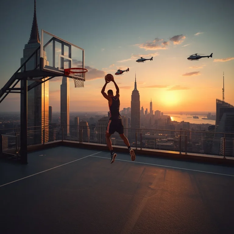 Manhattan Rooftop Basketball Superstar | AI image prompt examples — AI image prompt