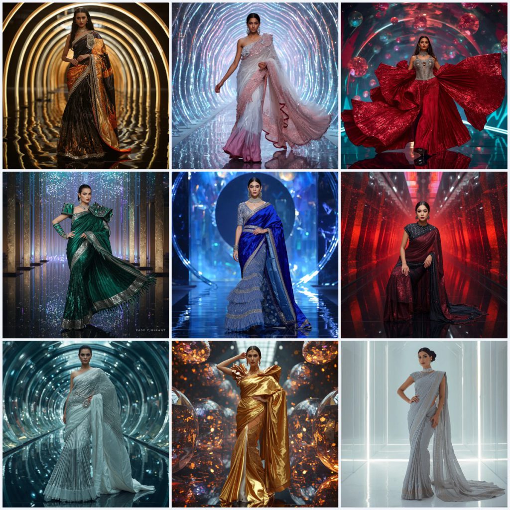 Saree with Ruffles AI Prompts for Playful Contemporary Style | Traditional saree prompt for instagram for girl — AI image prompt