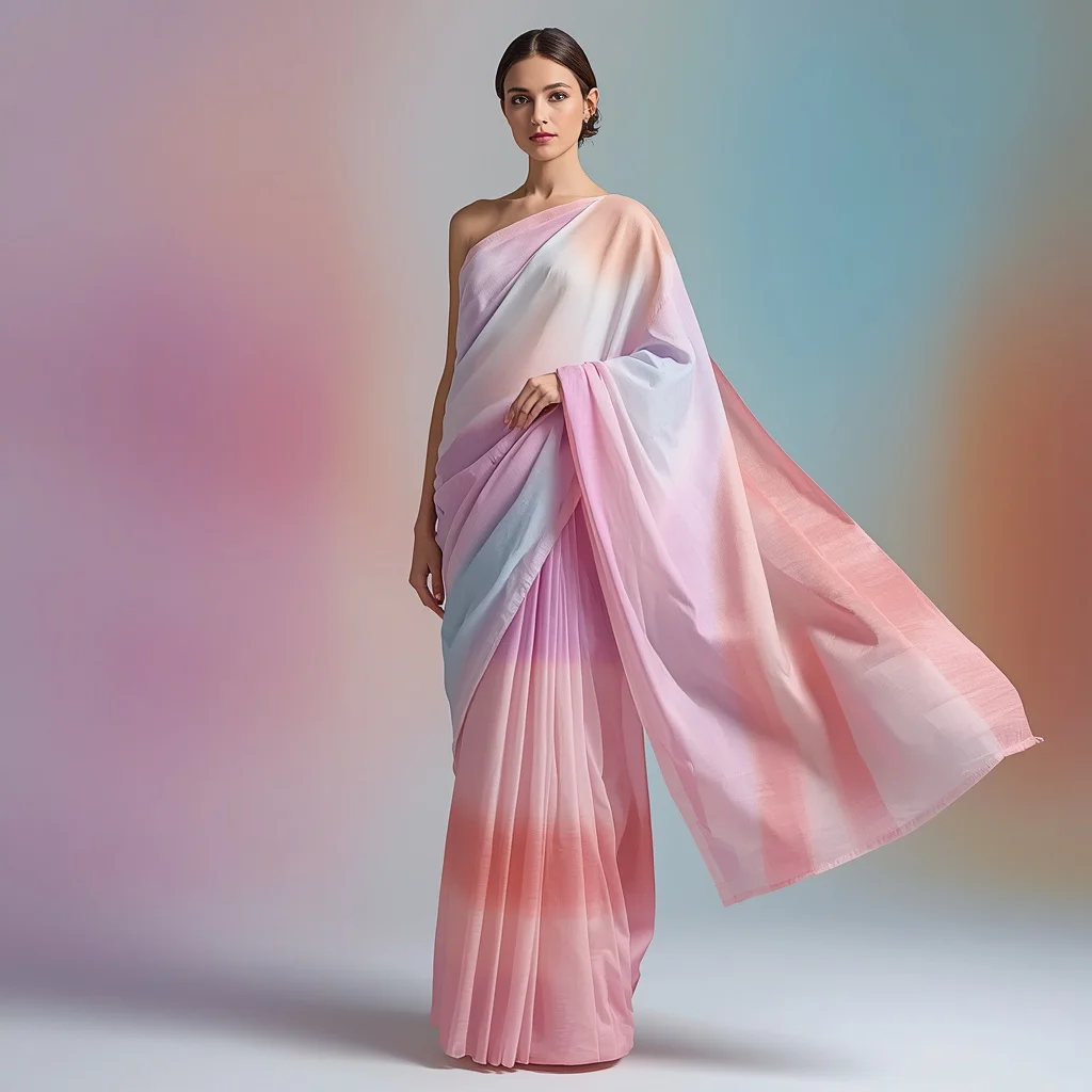 Ultra Elegant Soft Watercolor Festival Saree with Artistic Paint Flow Fashion Editorial Concept Design | trending prompt copy paste instagram — AI image prompt