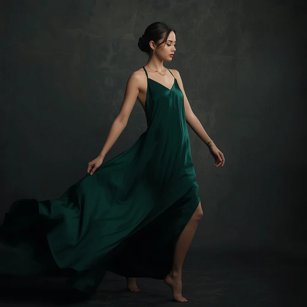 Elegance in Motion with Silk Slip Dress | prompt for traditional look for girl south indian — AI image prompt