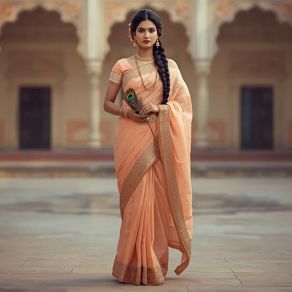 Majestic Presence of an Indian Woman with a Traditional Pastel Saree | prompt for traditional look for girl chatgpt instagram — AI image prompt
