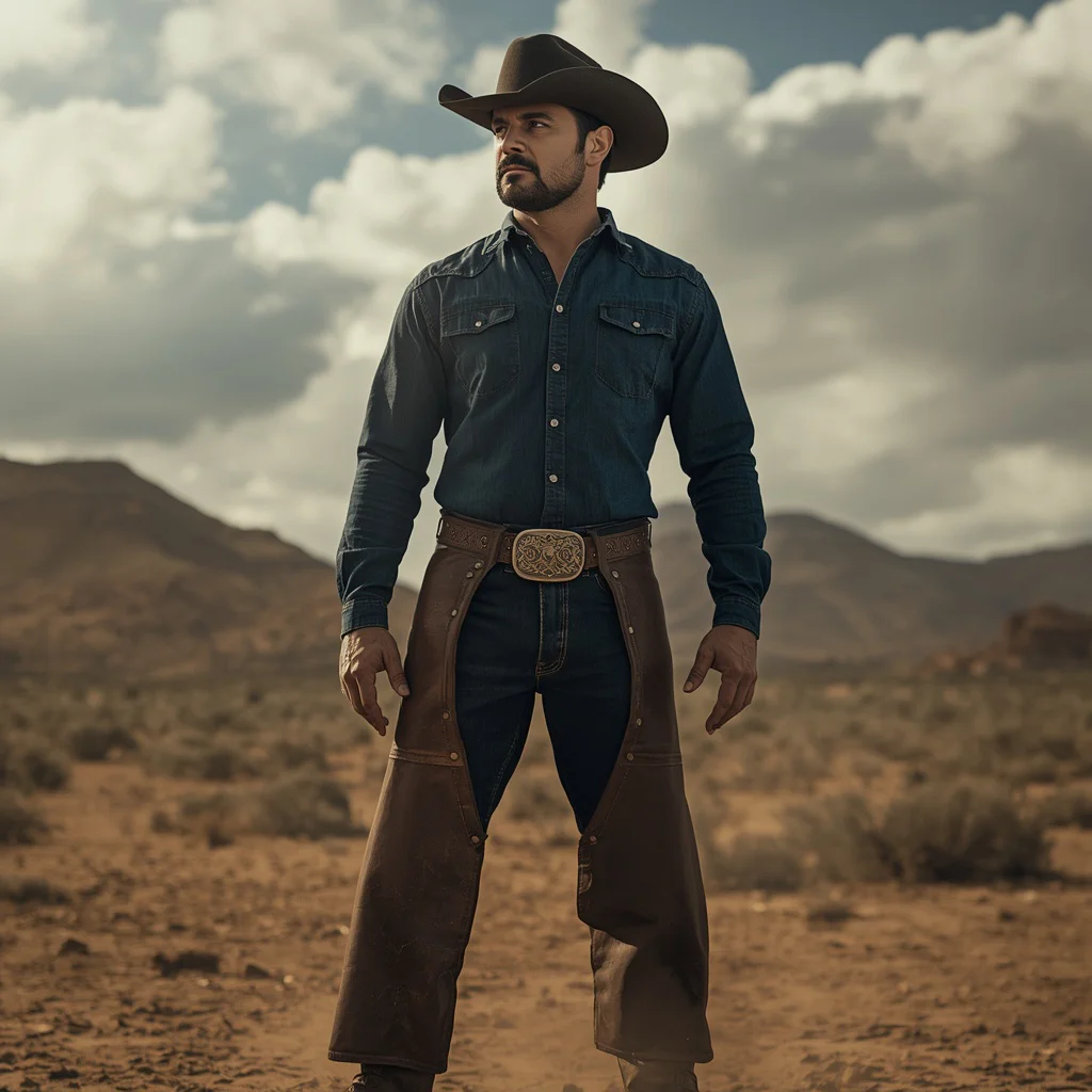 Rugged Man Standing Boldly in a Western Landscape | Gemini ai traditional boy prompt — AI image prompt