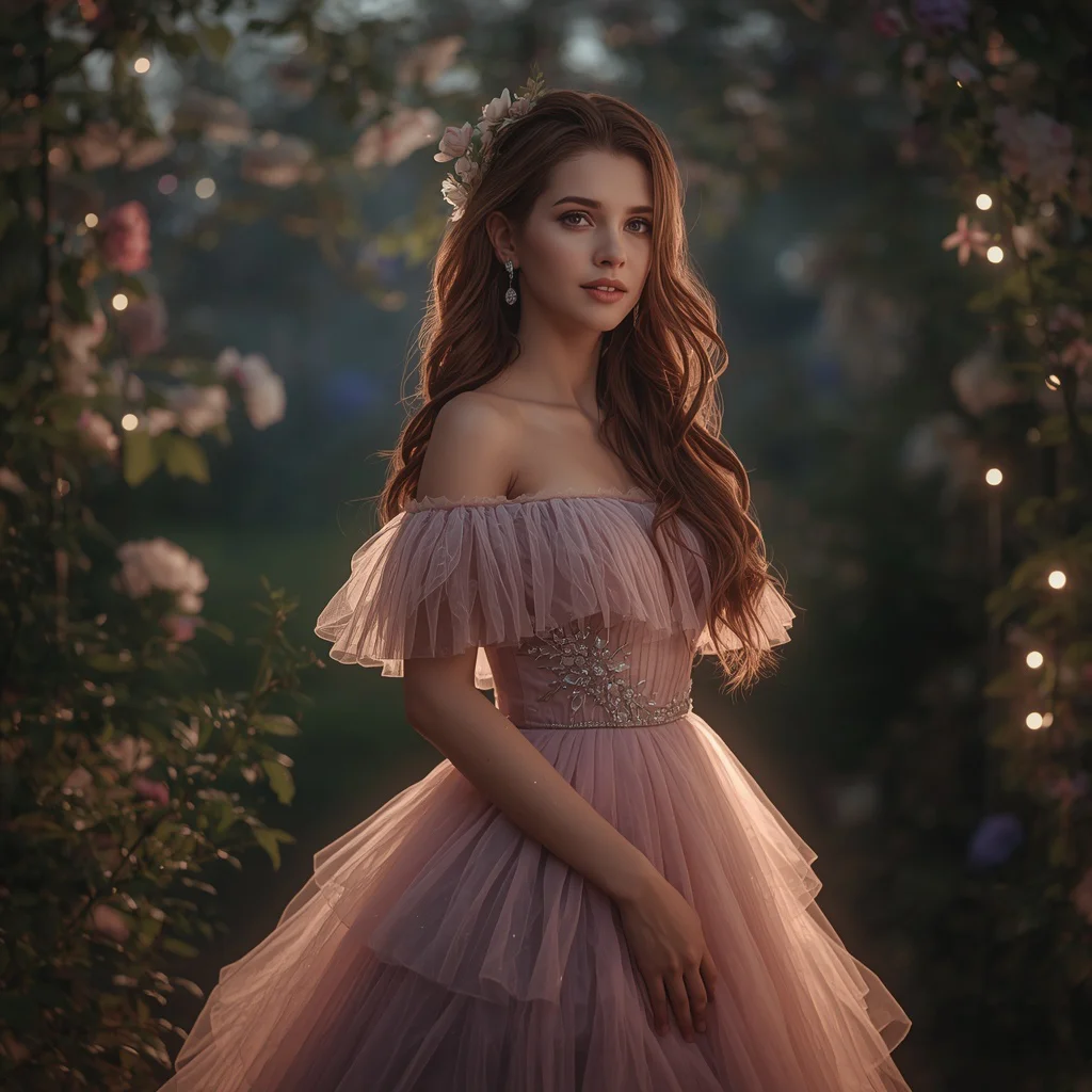 Serene Blush Pink Tulle: A Whimsical Garden Fairy Tale Moment | hd image prompt — AI image prompt